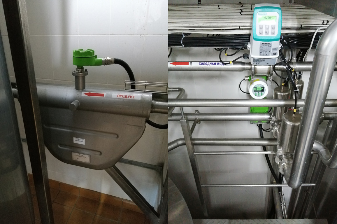 Расходомеры ЭМИС-МАСС 260 на варочном котле для приготовления сиропа Расходомеры ЭМИС-МАСС 260 на варочном котле для приготовления сиропа