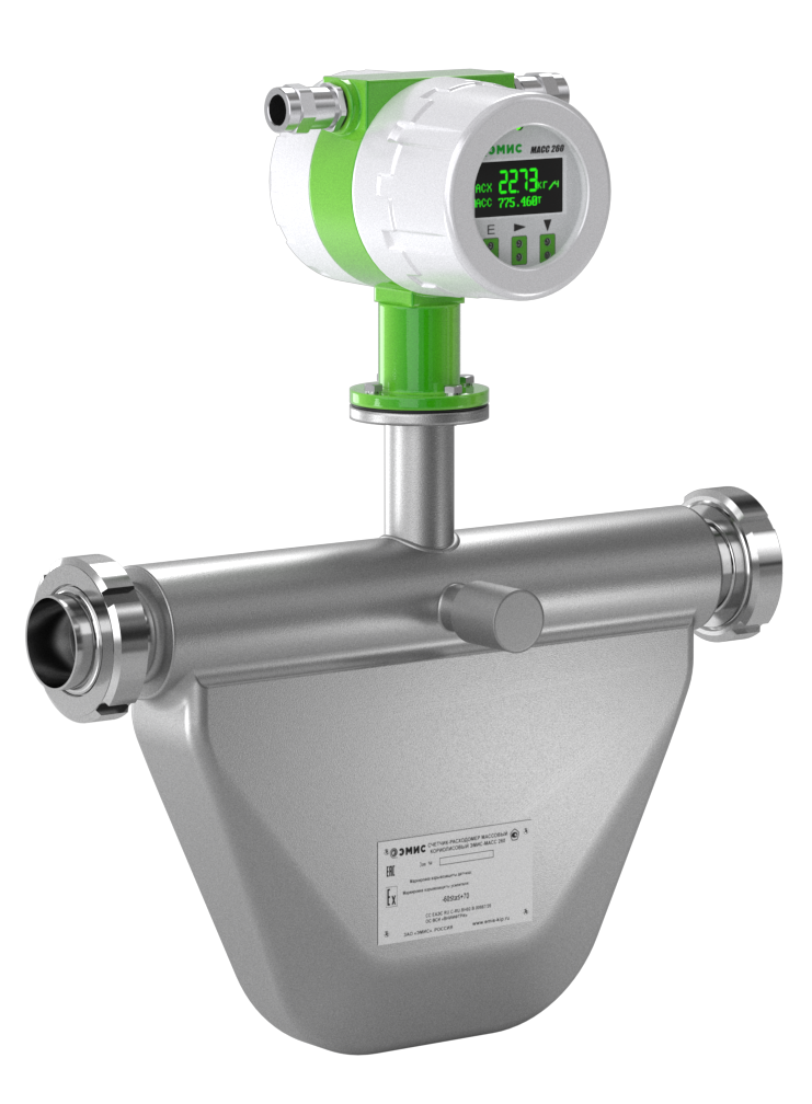 Кориолисовый счетчик-расходомер «ЭМИС-МАСС 260» с типом присоединения «молочная гайка» Кориолисовый счетчик-расходомер «ЭМИС-МАСС 260» с типом присоединения «молочная гайка»